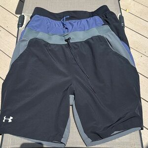 Under Armour Athletic Shorts Black and Gray Moisture-Wicking Performance